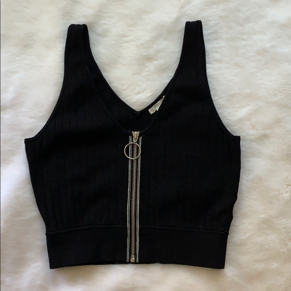H&M Zip Up Crop Top Size Small